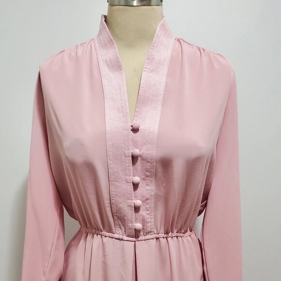 70s Vintage Dusty Pink Midi Dress by Adolph Schuman for Lilli Ann - Picture 1 of 10